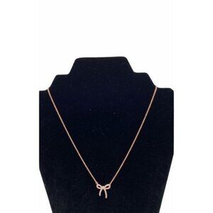 Ruella Bedazzled Ribbon Charm Necklace Rose Gold